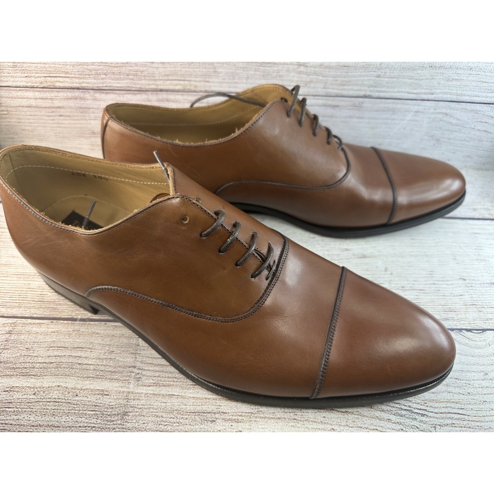 To Boot New York Men's Brandon II Leather Brown Cap Toe Oxford Shoes Size 10.5